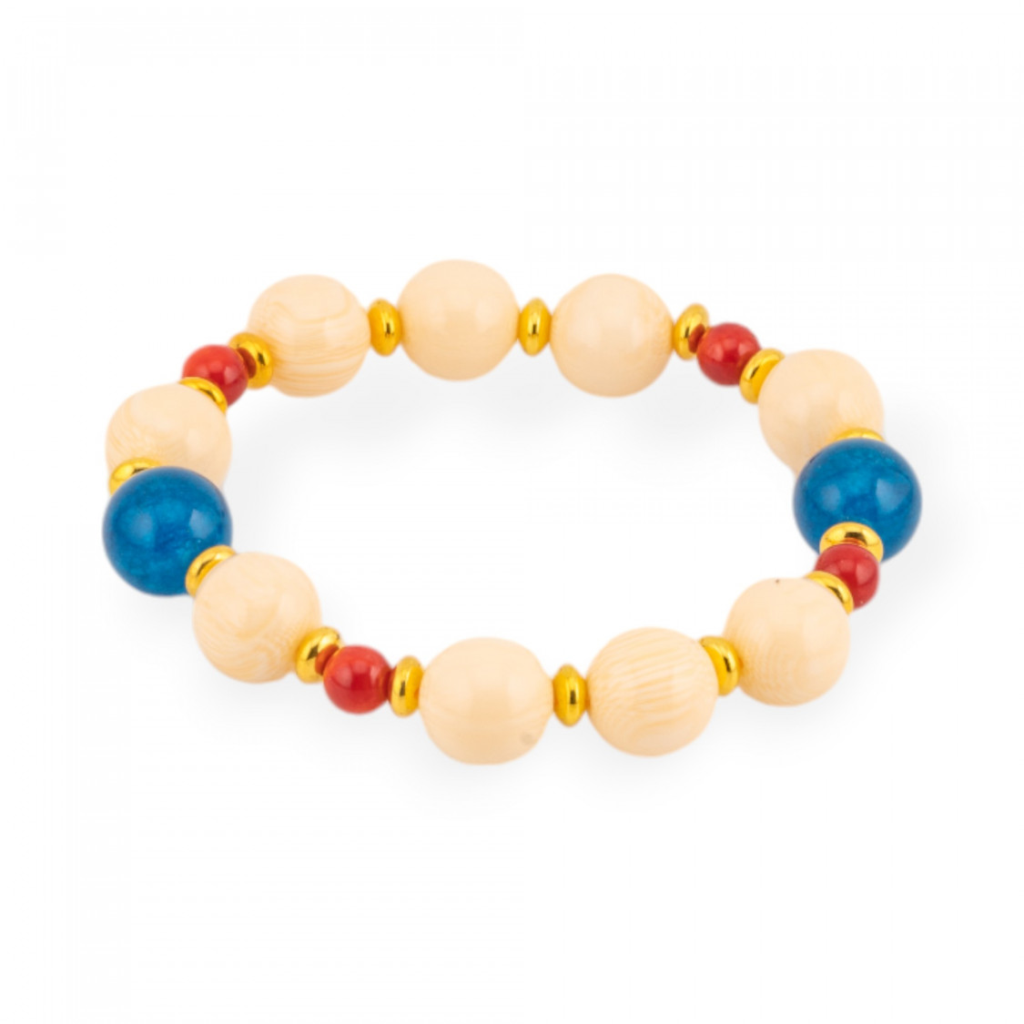 Bracciali Elasticizzato Di Perle Di Fiume Lapislazzuli E Ottone Blu-BRACCIALI DI PIETRE E PERLE | Worldofjewel.com