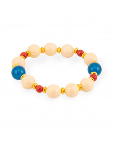 Bracciali Elasticizzato Di Perle Di Fiume Lapislazzuli E Ottone Blu-BRACCIALI DI PIETRE E PERLE | Worldofjewel.com