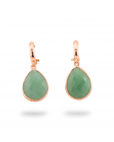 Orecchini Perno Di Bronzo Con Pietre Dure Incastonate Gocce Oro Rosa Avventurina Verde-ORECCHINI MADE WITH STYLE | Worldofjewel.com