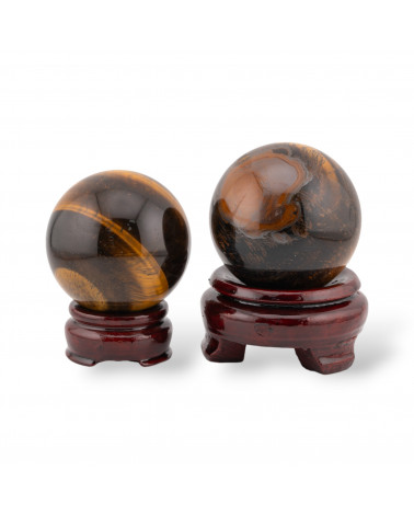 Sfera Di Occhio Di Tigre (MBH) Diametro 55-60mm Completo Di Base In Legno-SFERE | Worldofjewel.com