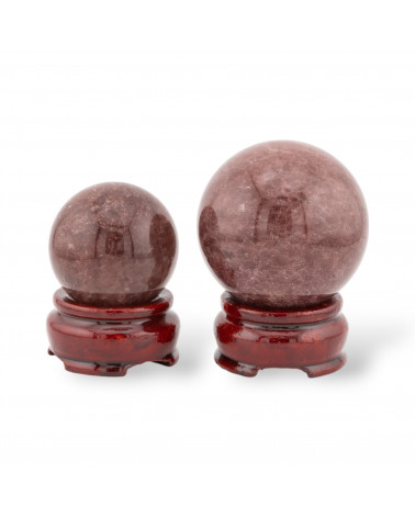 Sfera Di Quarzo Fragola Rossa (SHB) Diametro 40-45mm Completo Di Base In Legno-SFERE | Worldofjewel.com