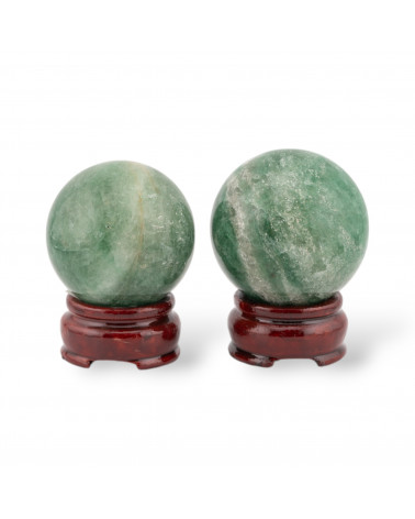 Sfera Di Quarzo Fragola Verde (SHB) Diametro 45-50mm Completo Di Base In Legno-SFERE | Worldofjewel.com