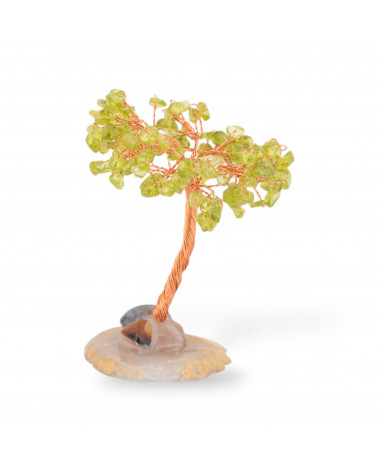 Soprammobile Di Pietre Dure Albero Della Vita Con Base Di Agata 10 cm Peridot-STATUETTE | Worldofjewel.com