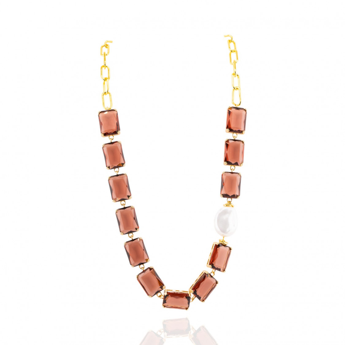 Collana Di Bronzo Con Cristalli Corallo-DESIGN ITALY | Worldofjewel.com