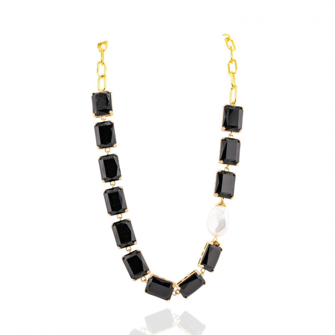 Collana Di Bronzo Con Cristalli Neri-DESIGN ITALY | Worldofjewel.com