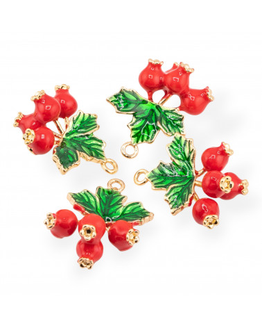 Componente Pendente Di Bronzo Smaltata Frutta 14pz Con 1 Anellino Dorato Mirtillo- RETTANGOLO | Worldofjewel.com