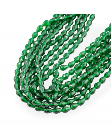 Occhio Di Gatto Gocce Briolette Sfaccettate 5x7mm Verde Smeraldo trasparente-OCCHIO DI GATTO | Worldofjewel.com