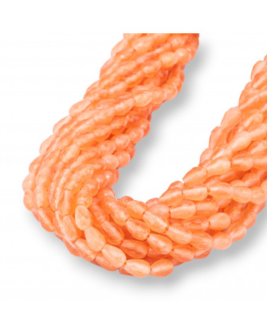 Occhio Di Gatto Gocce Briolette Sfaccettate 6x8mm Arancio-OCCHIO DI GATTO | Worldofjewel.com