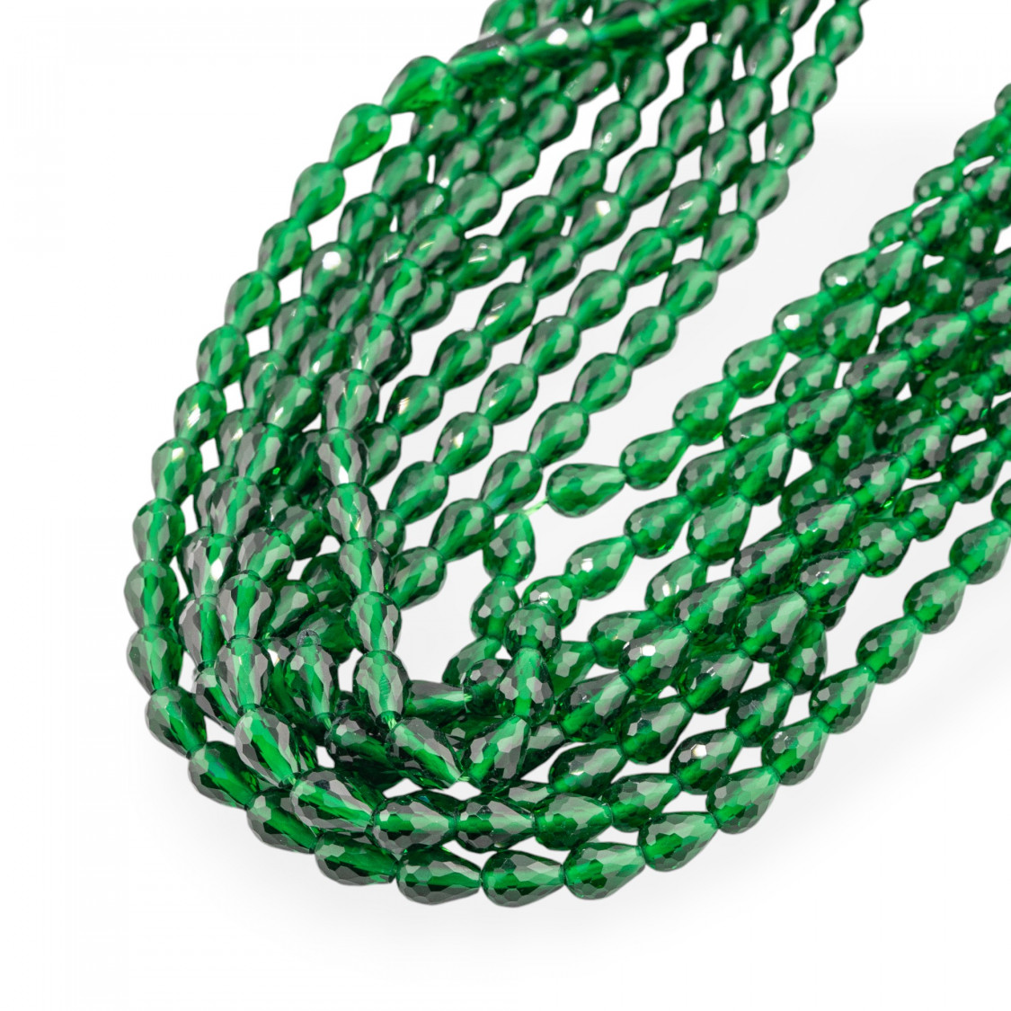 Occhio Di Gatto Gocce Briolette Sfaccettate 6x8mm Verde Smeraldo Trasparente-ŒIL DE CHAT | Worldofjewel.com