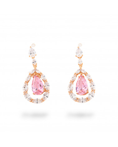 Orecchini A Monachella Di Bronzo Con Cabochon Di Cristalli CZ Dorato-ORECCHINI HOT PICKS | Worldofjewel.com