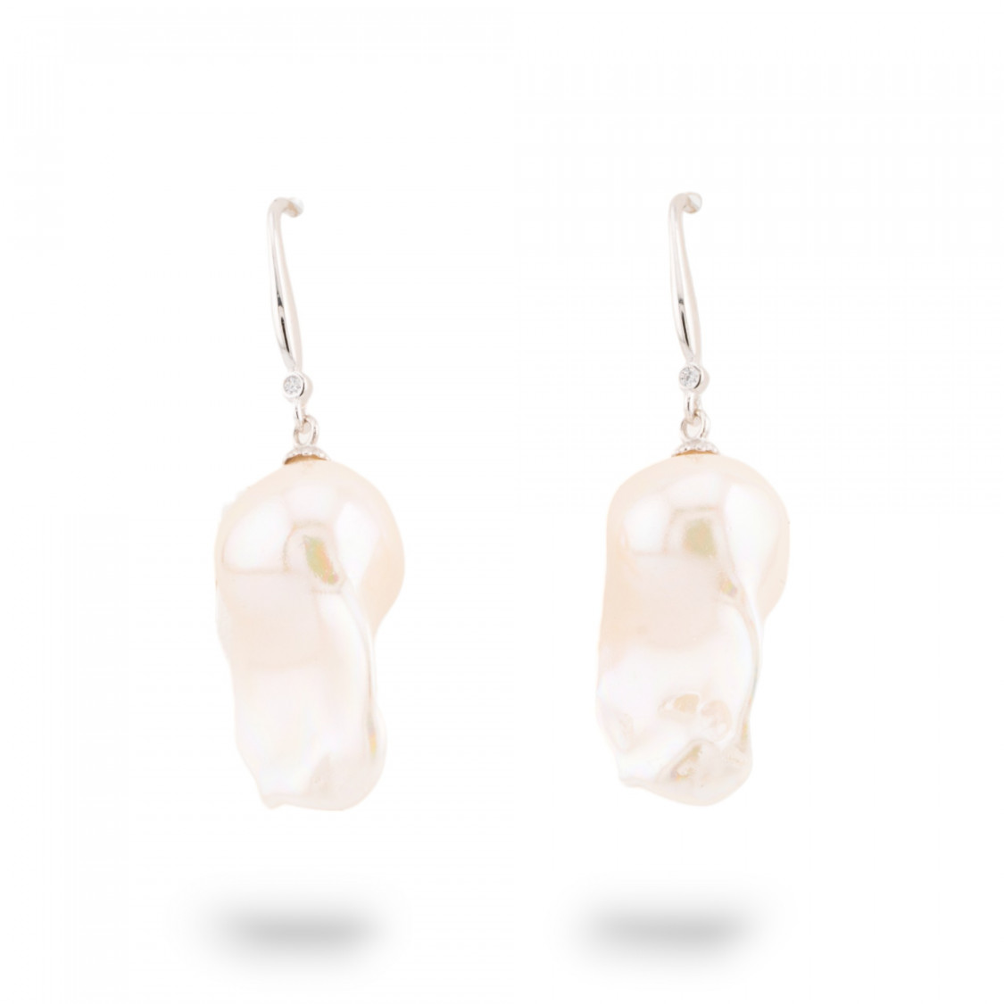 Orecchini A Monachella In Argento 925 Con Perle Di Maiorca Barocca Rodiato-CRYSTAL BRONZE | Worldofjewel.com