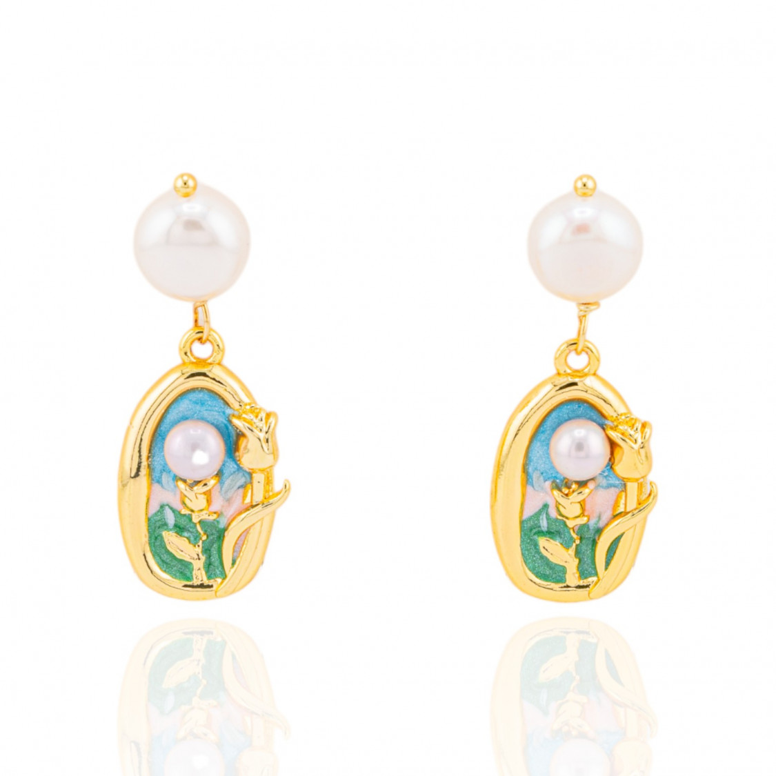 Orecchini Di Bronzo Handsmade Con Perle Di Fiume-ORECCHINI MADE WITH STYLE | Worldofjewel.com