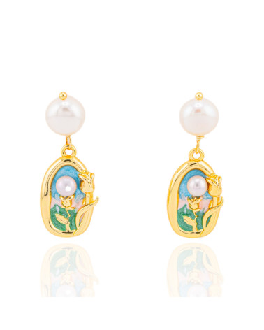 Orecchini Di Bronzo Handsmade Con Perle Di Fiume-ORECCHINI MADE WITH STYLE | Worldofjewel.com
