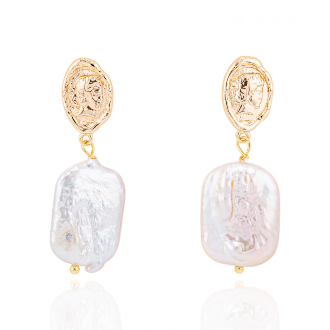 Orecchini Di Bronzo Handsmade Con Perle Di Fiume-ORECCHINI MADE WITH STYLE | Worldofjewel.com