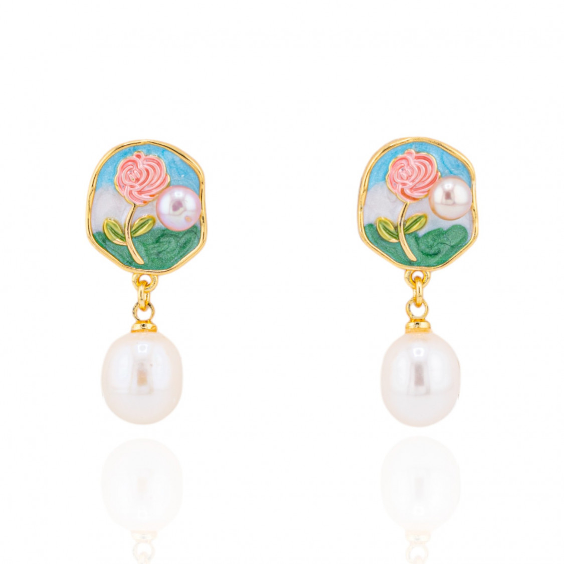 Orecchini Di Bronzo Handsmade Con Perle Di Fiume-ORECCHINI MADE WITH STYLE | Worldofjewel.com