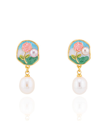 Orecchini Di Bronzo Handsmade Con Perle Di Fiume-ORECCHINI MADE WITH STYLE | Worldofjewel.com