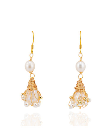 Orecchini Di Bronzo Handsmade Con Perle Di Fiume-ORECCHINI MADE WITH STYLE | Worldofjewel.com