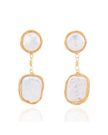 Orecchini Di Bronzo Handsmade Con Perle Di Fiume-ORECCHINI MADE WITH STYLE | Worldofjewel.com