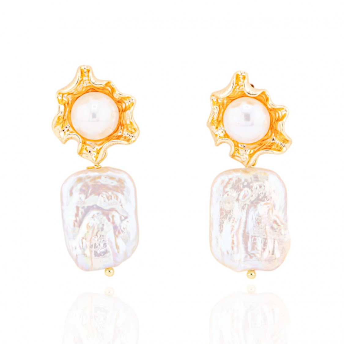 Orecchini Di Bronzo Handsmade Con Perle Di Fiume-ORECCHINI MADE WITH STYLE | Worldofjewel.com