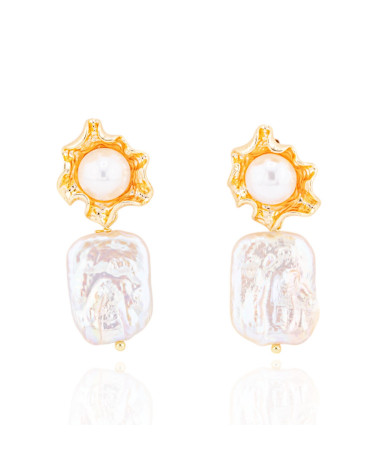 Orecchini Di Bronzo Handsmade Con Perle Di Fiume-ORECCHINI MADE WITH STYLE | Worldofjewel.com