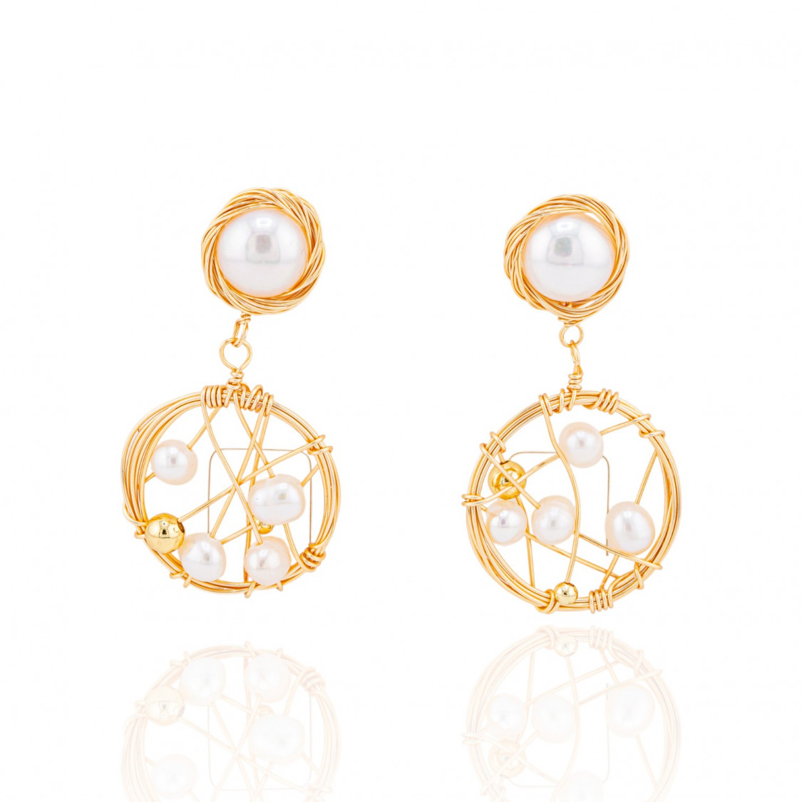 Orecchini Di Bronzo Handsmade Con Perle Di Fiume-ORECCHINI MADE WITH STYLE | Worldofjewel.com