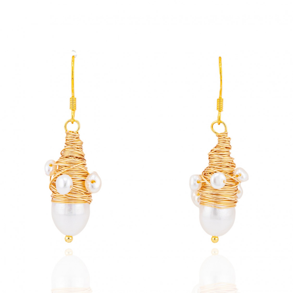 Orecchini Di Bronzo Handsmade Con Perle Di Fiume-ORECCHINI MADE WITH STYLE | Worldofjewel.com