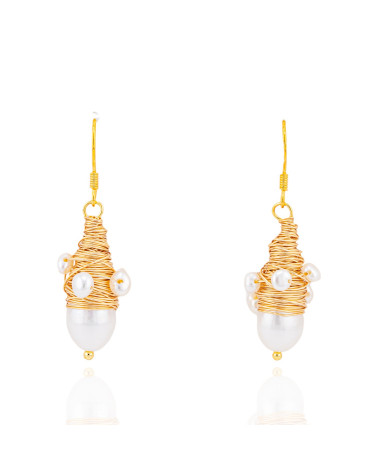 Orecchini Di Bronzo Handsmade Con Perle Di Fiume-ORECCHINI MADE WITH STYLE | Worldofjewel.com