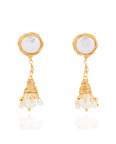 Orecchini Di Bronzo Handsmade Con Perle Di Fiume-ORECCHINI MADE WITH STYLE | Worldofjewel.com