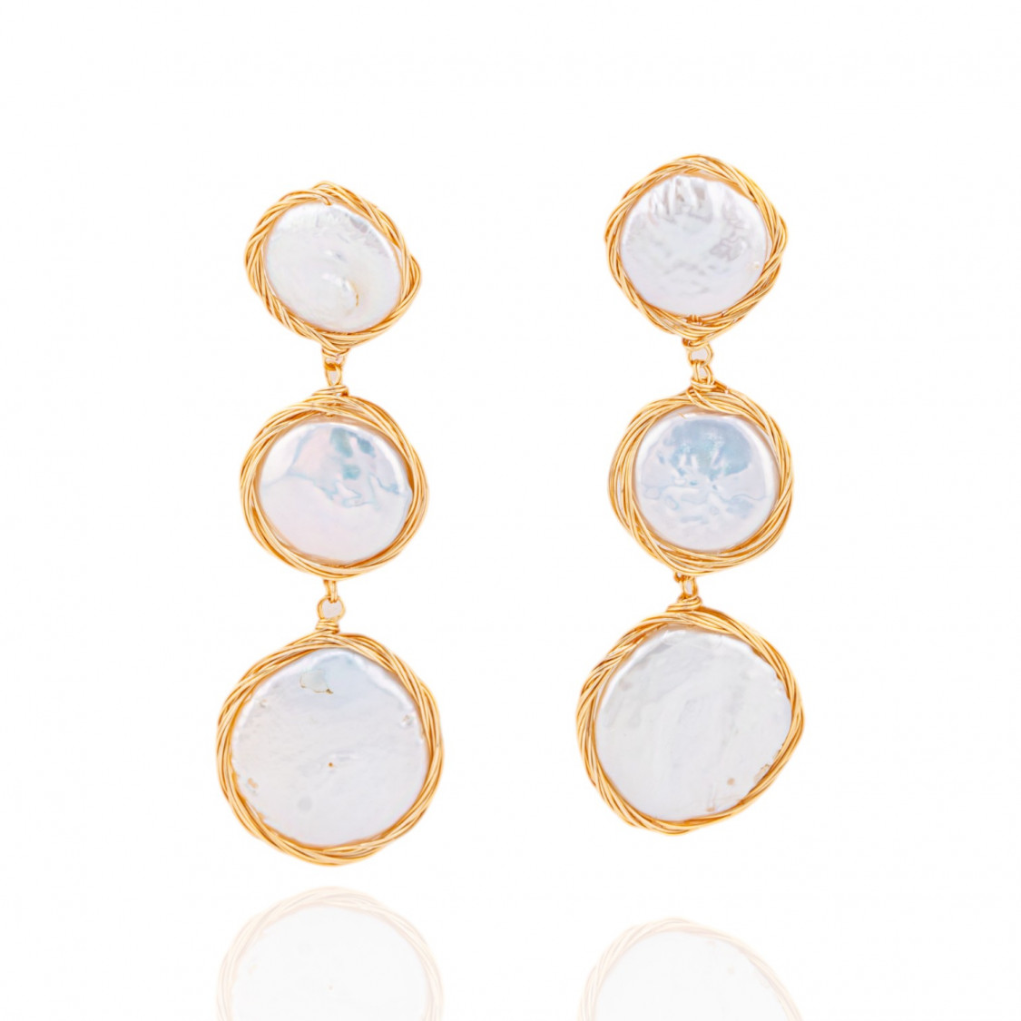 Orecchini Di Bronzo Handsmade Con Perle Di Fiume-ORECCHINI MADE WITH STYLE | Worldofjewel.com