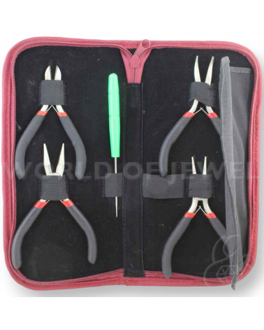 Astuccio In Ecopelle Kit Di Pinze E Tronchesini - Rosso-PINZE | Worldofjewel.com