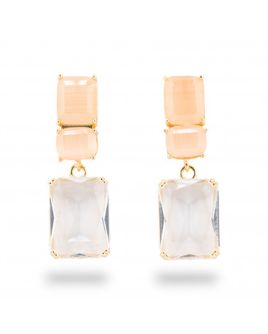 Orecchini A Perno Di Bronzo Con Cristalli CZ Rettangolo Cipria Mix-BRONCE CRISTAL | Worldofjewel.com