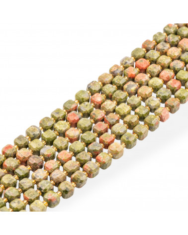 Unakite Taglio Rigido Cubo Sfaccettato 8mm-FACETED 8mm | Worldofjewel.com