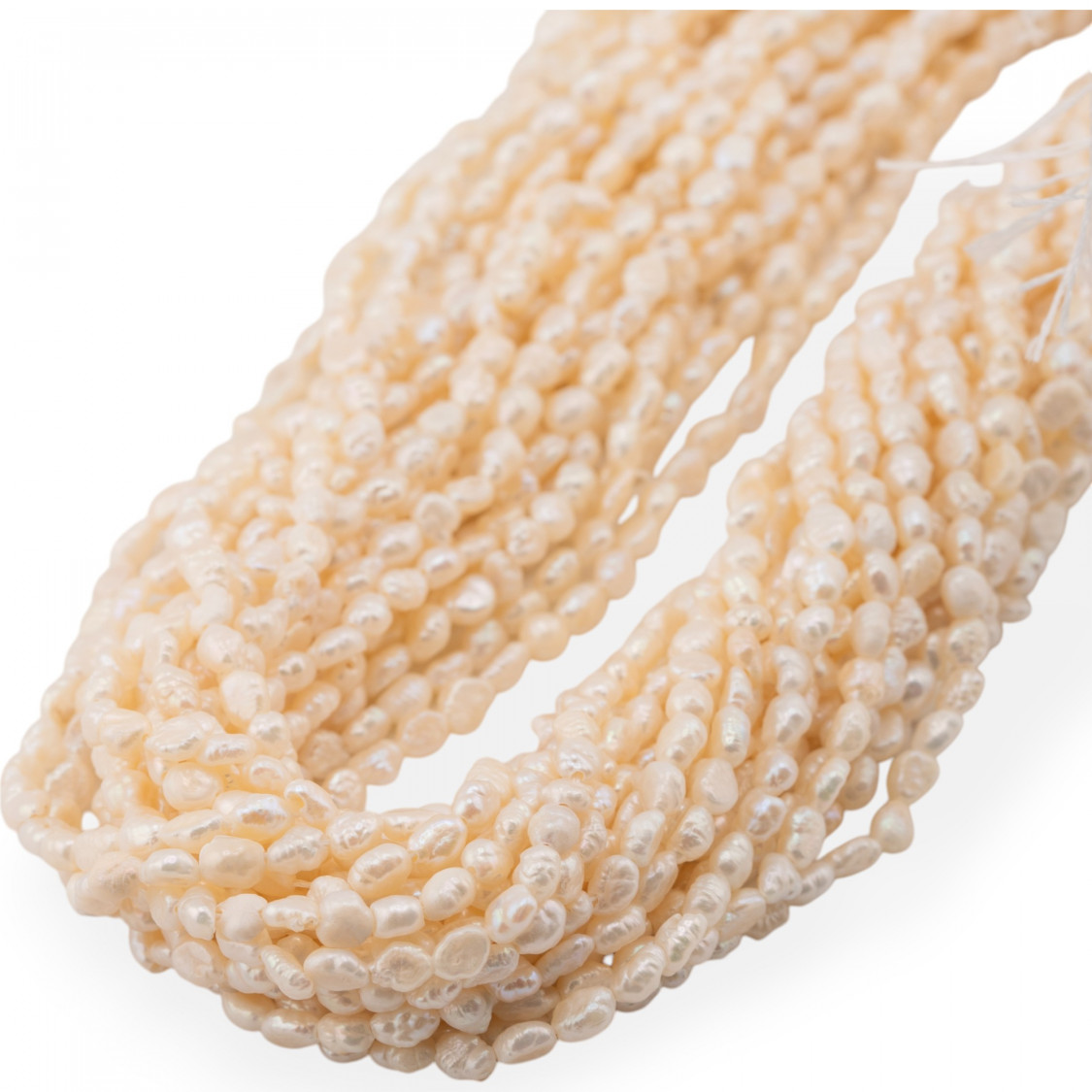 Perle Di Fiume Microperle Chicco Di Riso 3,5-4x4-6mm Pepita Bianco-REISKÖRNERPERLEN | Worldofjewel.com