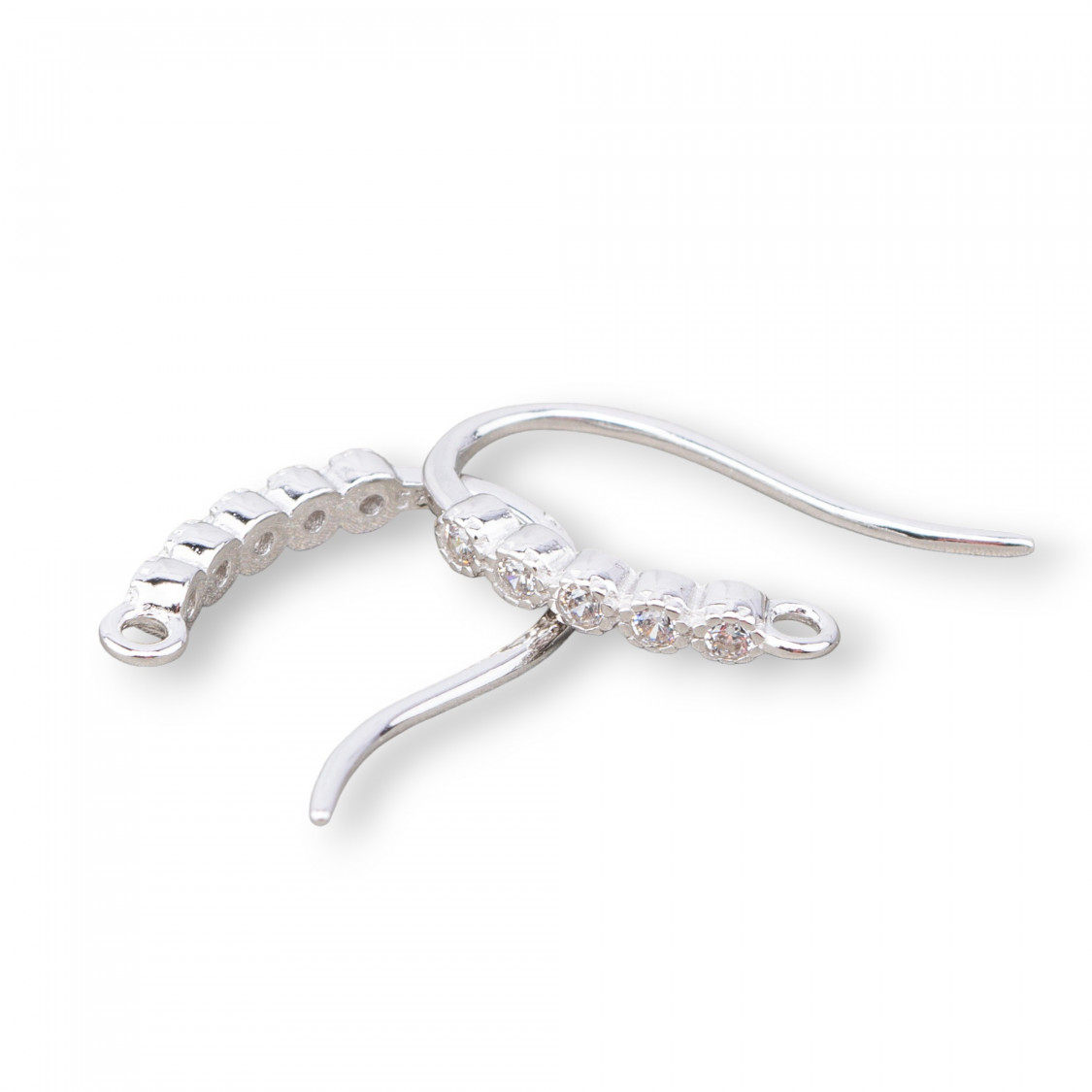 Base Per Orecchini Di Argento 925 Monachella Con Zirconi 2,4x15mm 4 Paia Rodiato-BASI DI ARGENTO 925 | Worldofjewel.com