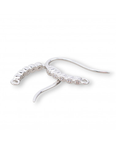 Base Per Orecchini Di Argento 925 Monachella Con Zirconi 2,4x15mm 4 Paia Rodiato-BASI DI ARGENTO 925 | Worldofjewel.com