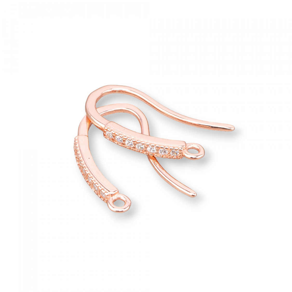 Base Per Orecchini Di Argento 925 Monachella Con Zirconi 2x15mm 5 Paia Oro Rosa-BASI DI ARGENTO 925 | Worldofjewel.com