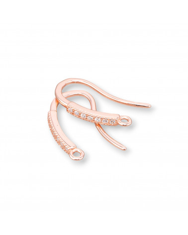 Base Per Orecchini Di Argento 925 Monachella Con Zirconi 2x15mm 5 Paia Oro Rosa-BASI DI ARGENTO 925 | Worldofjewel.com