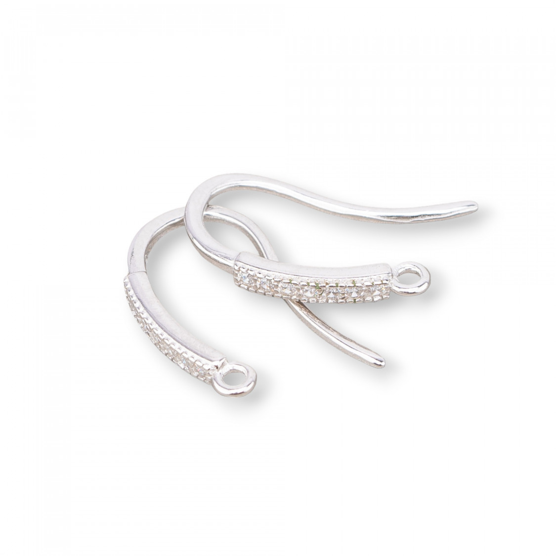 Base Per Orecchini Di Argento 925 Monachella Con Zirconi 2x15mm 5 Paia Rodiato-BASI DI ARGENTO 925 | Worldofjewel.com