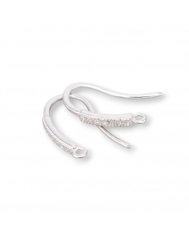 Base Per Orecchini Di Argento 925 Monachella Con Zirconi 2x15mm 5 Paia Rodiato-BASI DI ARGENTO 925 | Worldofjewel.com