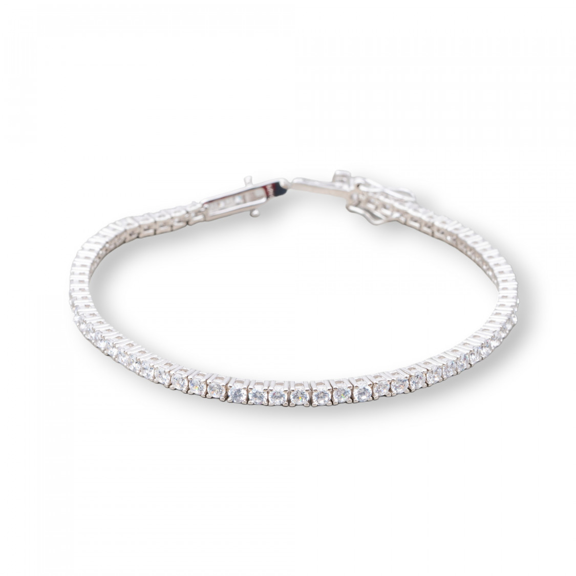 Bracciale Di Argento 925 Tennis Con Zircone Tondo da 3,0mm Lunghezza 18cm Esterno 3,2mm Bianco Rodiato-PULSERAS DE TENIS | Worldofjewel.com
