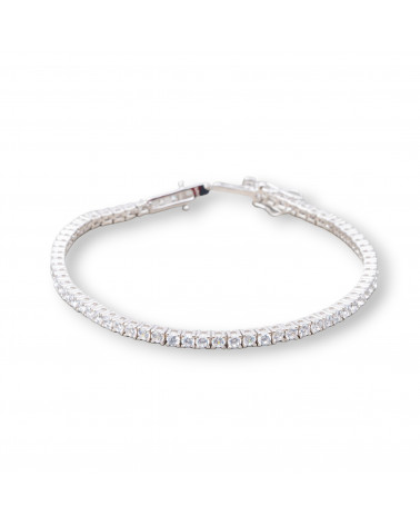 Bracciale Di Argento 925 Tennis Con Zircone Tondo da 3,0mm Lunghezza 18cm Esterno 3,2mm Bianco Rodiato-PULSERAS DE TENIS | Worldofjewel.com