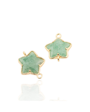 Connettore Componente Di Ottone Forma Di Stella Con Pietre Dure 16mm 6pz Quarzo Fragola Verde- MANGO | Worldofjewel.com
