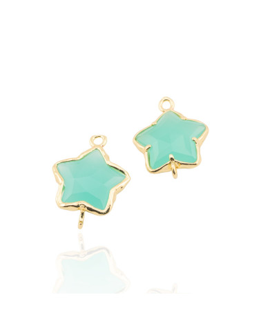 Connettore Componente Di Ottone Forma Di Stella Con Pietre Dure 16mm 6pz Verde Acqua- MANGO | Worldofjewel.com