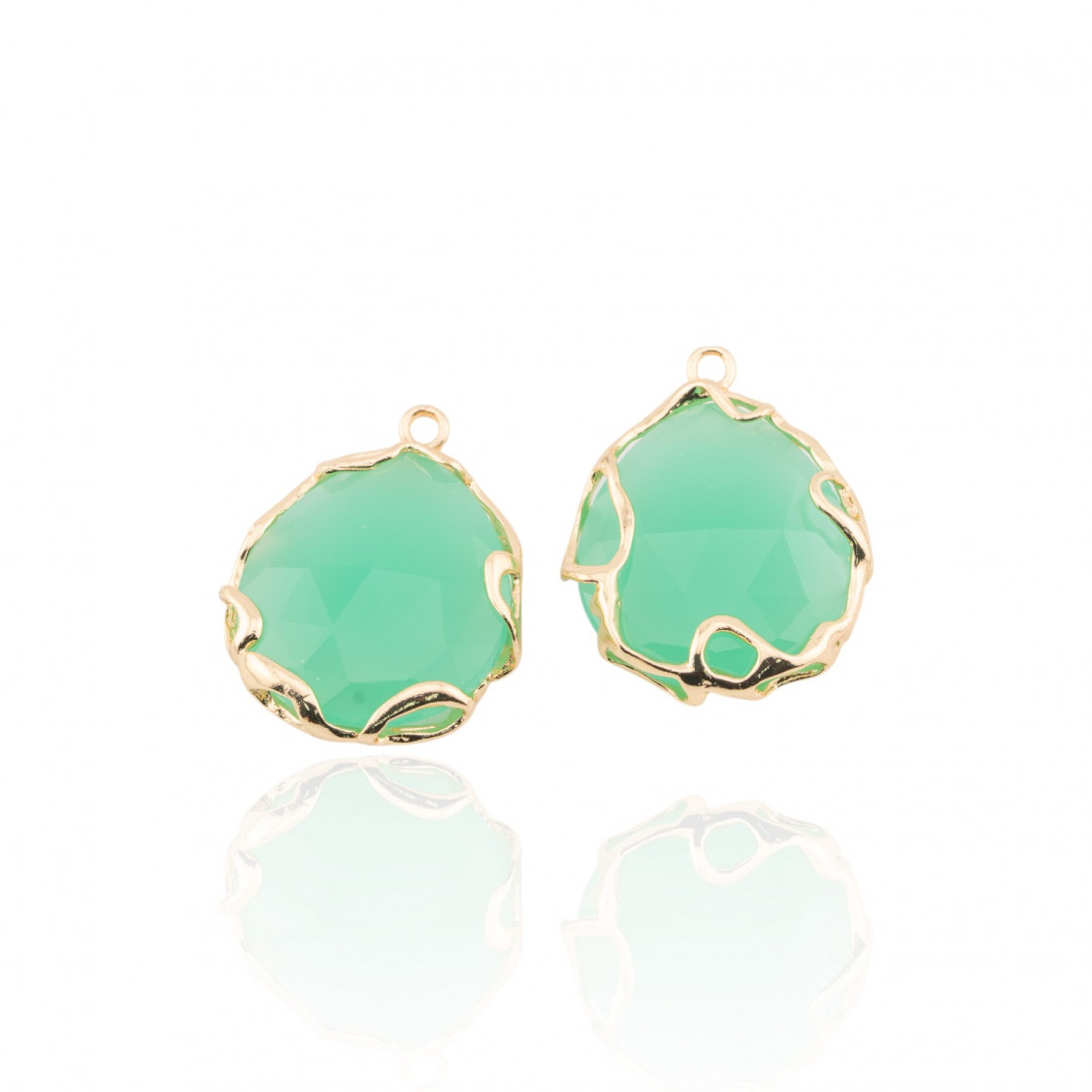 Connettore Componente Di Ottone Irregolare Con Occhio Di Gatto 24mm 4pz Verde Acqua- STELLA DEL MATTINO | Worldofjewel.com