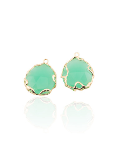 Connettore Componente Di Ottone Irregolare Con Occhio Di Gatto 24mm 4pz Verde Acqua- STELLA DEL MATTINO | Worldofjewel.com