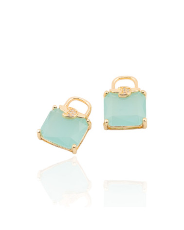 Componente Pendente Di Bronzo Con Zirconi Borsetta Sfaccettato 15x20mm 10pz Con 1 Anellino Verde Acqua-PENDANTS AND CHARMS | Worldofjewel.com