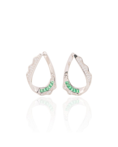 Orecchini Di Argento 925 Con Zirconi 1 Coppia Rodiato Verde-COLLEZIONE FLORA | Worldofjewel.com