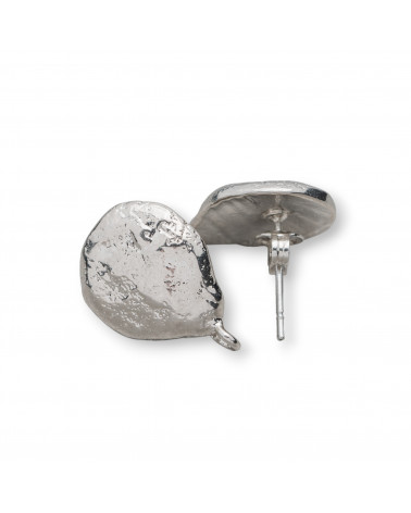 Basi Per Orecchini Di Ottone Perno Goccia Battuta 13x20mm 10 Paia Rodiato-BASI DI OTTONE E BRONZO | Worldofjewel.com