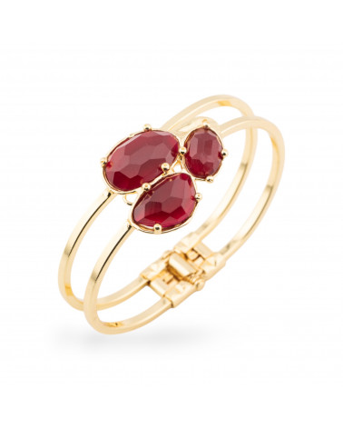 Bracciale Di Bronzo E Centrale Di Pietre Dure Incastonate 28x65mm Dorato Giada Ruby-BRONZE BRACELETS AND CAT'S EYE | Worldofjewel.com