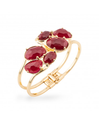 Bracciale Di Bronzo E Centrale Di Pietre Dure Incastonate 45x65mm Dorato Giada Ruby-BRONZE BRACELETS AND CAT'S EYE | Worldofjewel.com